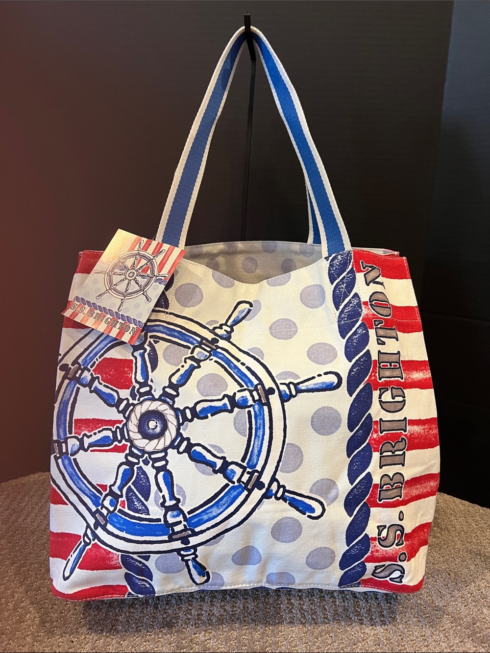 Brighton Nautical Canvas Tote - Red, White, Blue